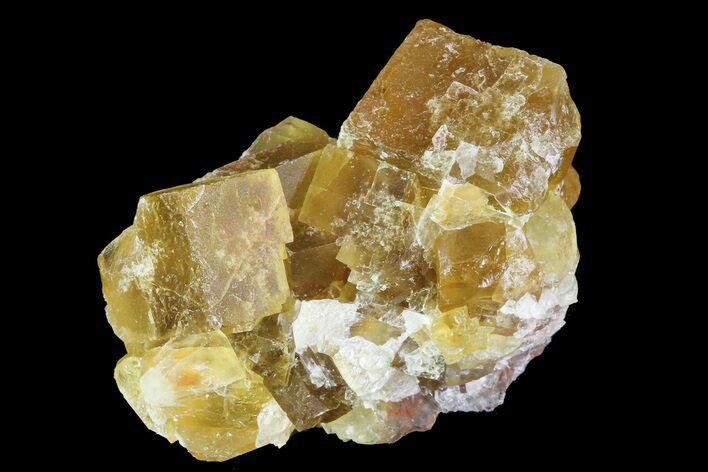 Lustrous Yellow Cubic Fluorite Crystal Cluster - Morocco #84245